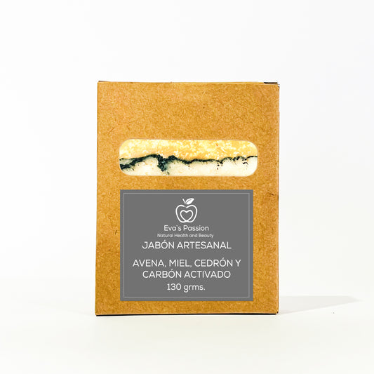 Jabón Artesanal Avena, Miel, Cedrón y Carbón Activado